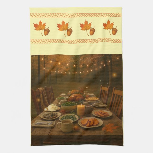 Season of Gatherings Wide Border Kitchen Towels Kökshandduk (Vertikal)