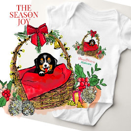Season of Joy Cute Puppy In A Basket Cartoon 1 T Shirt