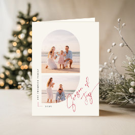 Season of Joy Elegant Calligraphy Photo Folded Helgkort