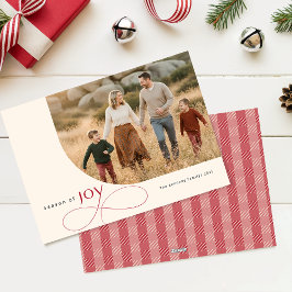 Season of Joy Family Christmas Photo Red Bow Julkort