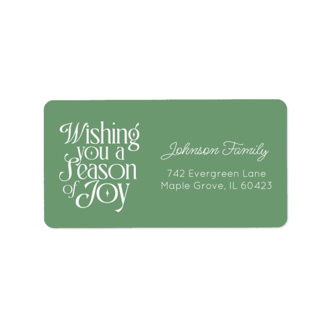 Season of Joy Holiday Label Personalized Large Adressetikett (Framsidan)