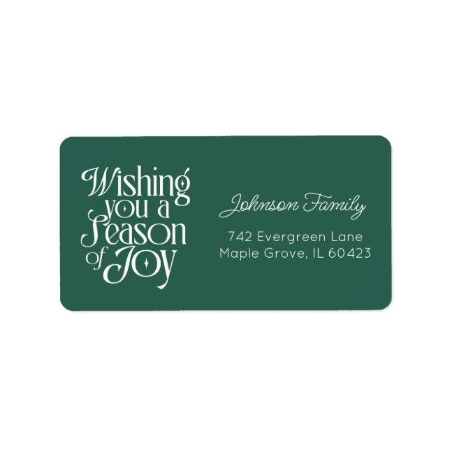 Season of Joy Holiday Label Personalized Large Adressetikett (Framsidan)