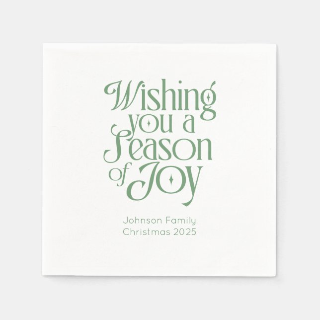 Season of Joy Holiday Napkins Personalized Pappersservett (Framsidan)