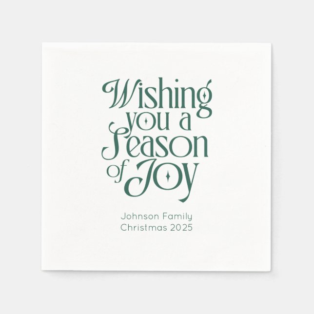 Season of Joy Holiday Napkins Personalized Pappersservett (Framsidan)