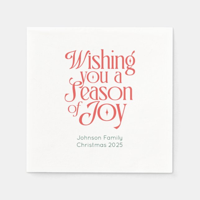 Season of Joy Holiday Napkins Personalized Pappersservett (Framsidan)