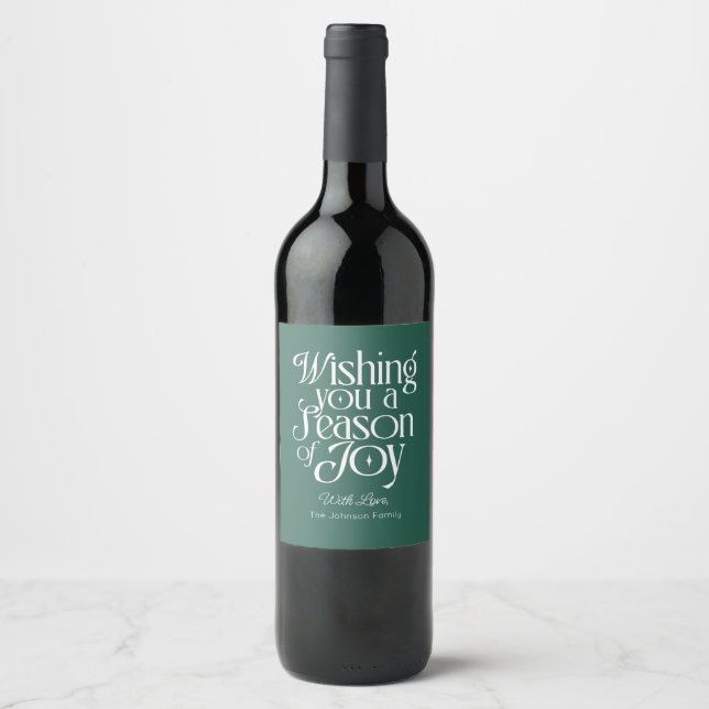 Season of Joy Holiday Wine Label Personalized Vinflaska Etikett (Framsida)