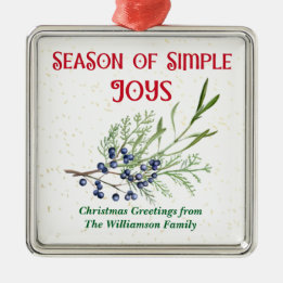 Season of Simple Joys Blue Juniper Christmas Julgransprydnad Metall