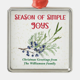 Season of Simple Joys Blue Juniper Christmas Julgransprydnad Metall