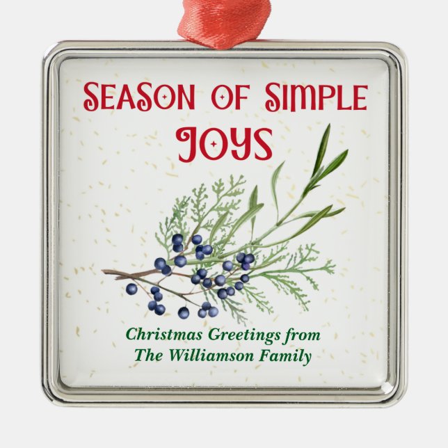 Season of Simple Joys Blue Juniper Christmas Julgransprydnad Metall (Framsidan)
