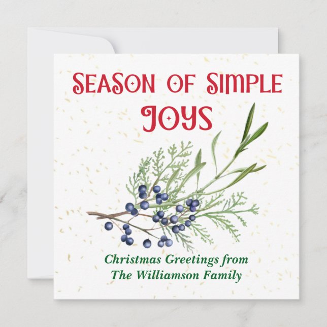 Season of Simple Joys Blue Juniper Christmas Julkort (Framsida)