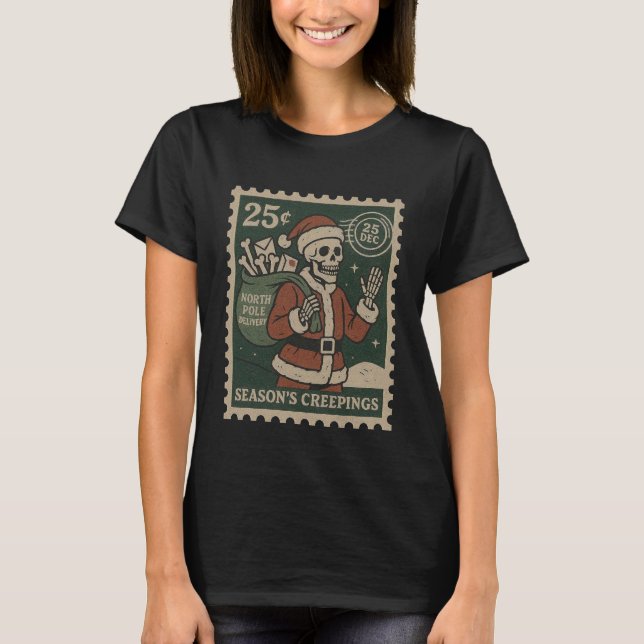 Season’s Creepings Skeleton Delivery Women’s T-Shi T Shirt (Framsida)