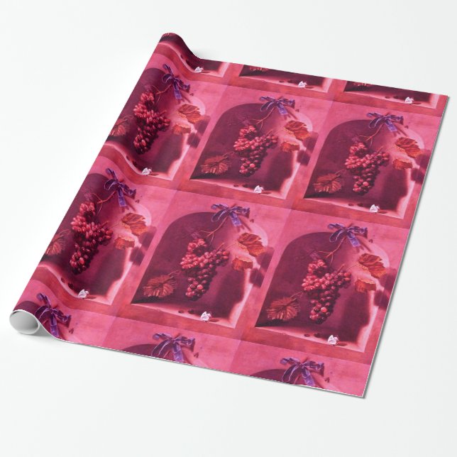 SEASON:S FRUKTER - PROSPERITY Fuchsia Red Rosa Presentpapper (Utrullad)