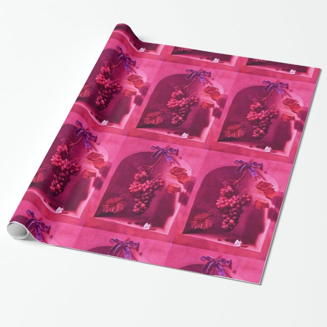 SEASON:S FRUKTER - PROSPERITY Fuchsia Red Rosa Presentpapper (Utrullad)