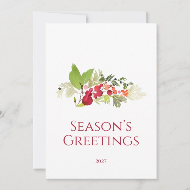 Season’s Greetings Holly Berry Card Inbjudningar (Framsida)