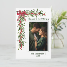 Season’s Greetings Mistletoe Photo Christmas Julkort
