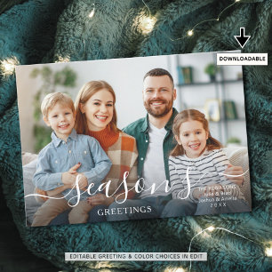 SEASON:S GREETINGS Modern skriptfotoövertäckning Julkort