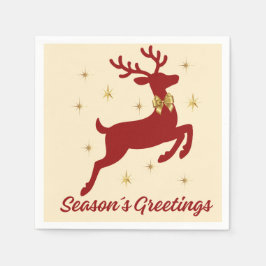 Season’s Greetings Red Reindeer Paper Napkin Pappersservett