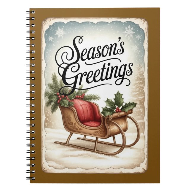 Season’s Greetings Winter Sleigh Notebook Anteckningsbok (Framsidan)
