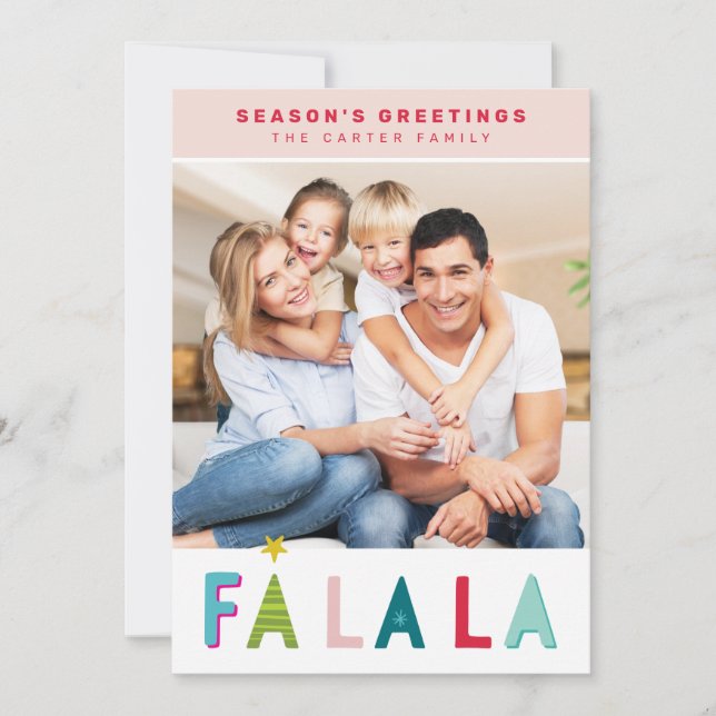 SEASON:S rosa av GREETINGS helgdag falala typograf Julkort (Framsida)