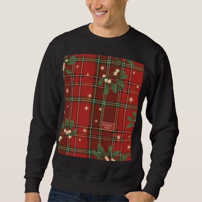 Seasonal Cheer (2) Tartan Christmas Pattern Lång Ärmad Tröja (Framsida)