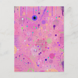 Seasonal Fruit Salad: Abstract Painting Vykort