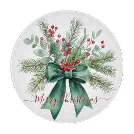 Seasonal Greenery with Red Script Holiday Message