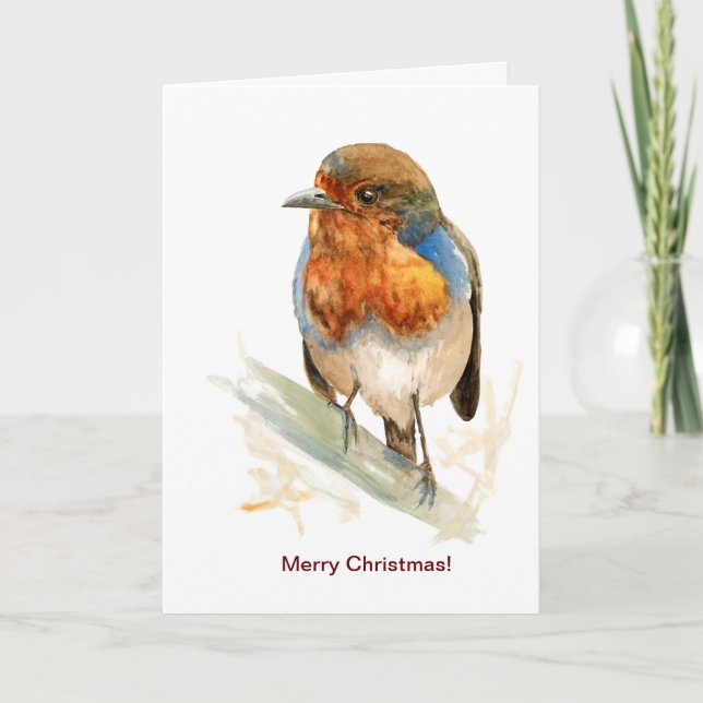 Seasonal greeting card with a European Robin Kort (Framsida)