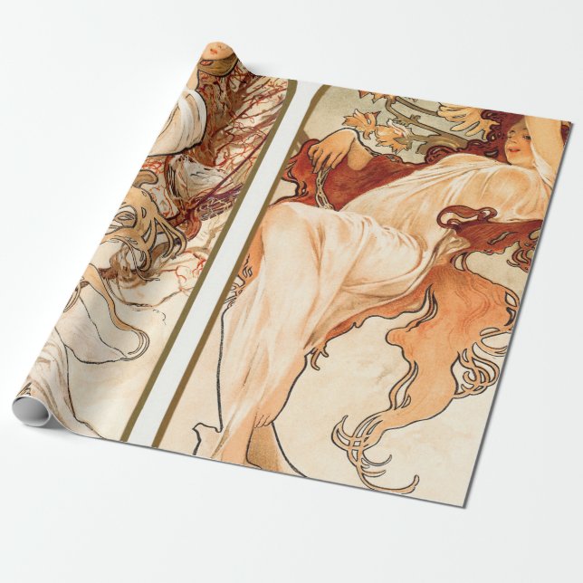 Seasonerna från 1897 av Alphonse Mucha Presentpapper (Utrullad)