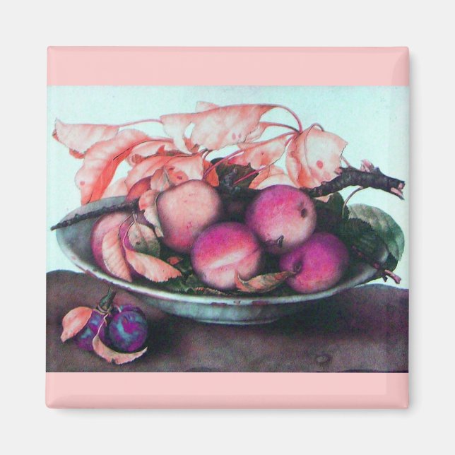 SEASONFRUKTER, PEACHES, Peach Plate still Life Magnet (Framsidan)