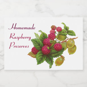SEASONFRUKTER/RASPBERRIES.Preserve White Mat Etiketter