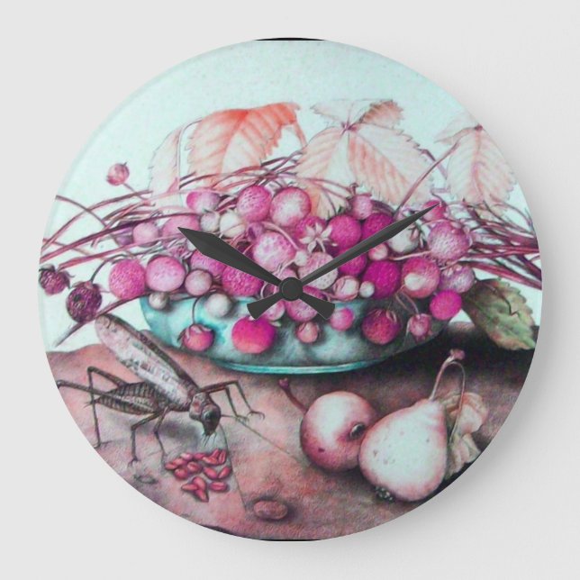 SEASONFRUKTER, STRAWBERRIES PEARS OCH CICADA STOR KLOCKA (Framsida)