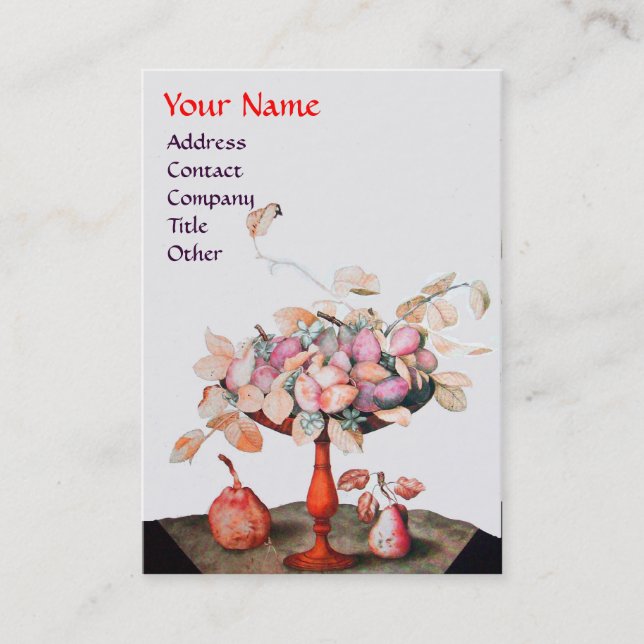 SEASONFRUKTER VAS,BLOMMOR,LÖV PAR MONOGRAM VISITKORT (Framsida)