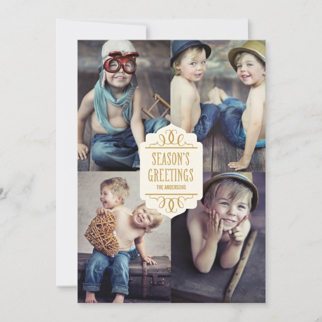 SEASONGREETINGKOLLAGE | HELGDAG PHOTO-KORT JULKORT (Framsida)