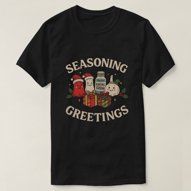 Seasoning Greetings Funny Chef Christmas Design T Shirt (Design framsida)