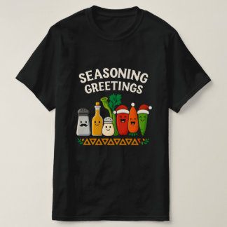 Seasoning Greetings Funny Chef Christmas Design T Shirt