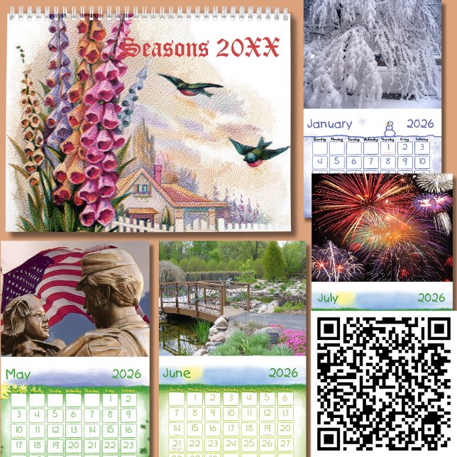 Seasons 20XX-kalender Kalender (Four Seasons Nature Art 20XX Calendar)