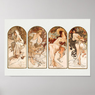 Seasons Alphonse Mucha Art nouveau Poster