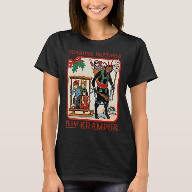 Seasons Beatings From Krampus Christmas  T Shirt (Framsida)