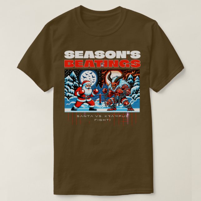 Seasons Beatings Jultomten mot Krampus T Shirt (Design framsida)