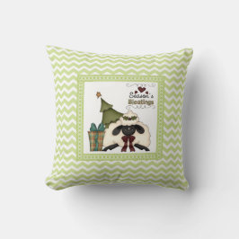 Seasons Bleatings Sheep w/träd och present Kudde