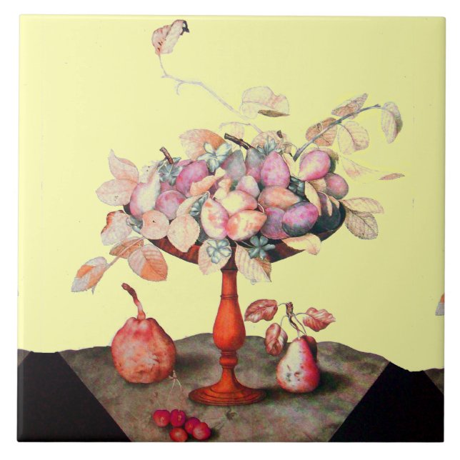 SEASON's FRUITS Pears Prunes Cherries and Jasmine Kakelplatta (Framsidan)