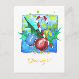 Season's Greetings Card With Baubles  Helg Vykort