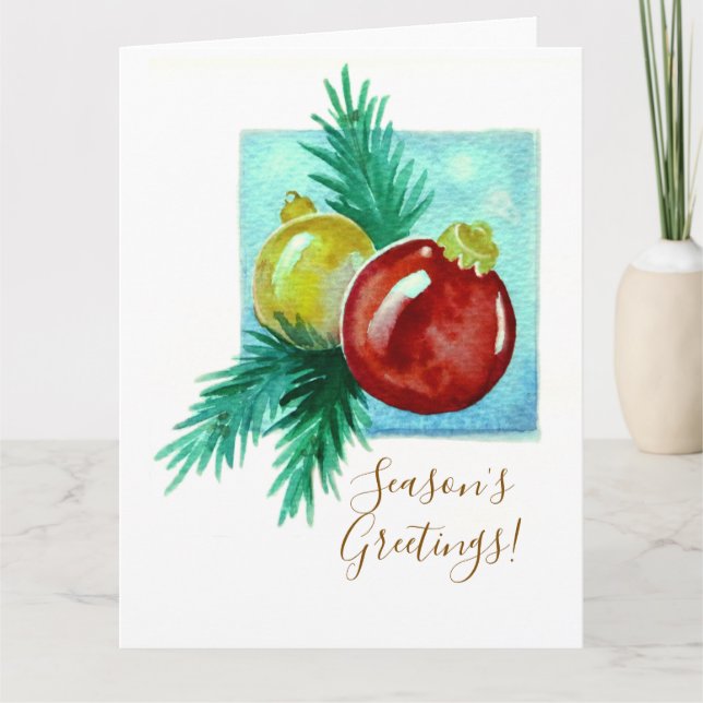 Season's Greetings Card With Baubles Kort (Framsida)