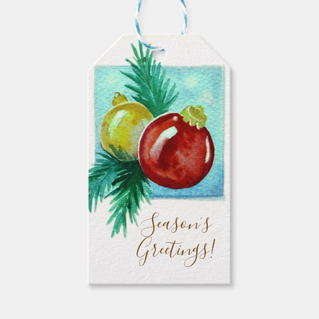 Season's Greetings Card With Baubles Presentetikett (Framsidan)
