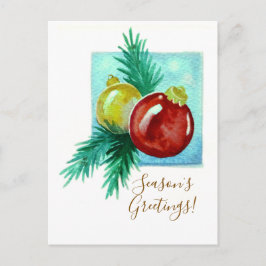 Season's Greetings Card With Baubles Vykort