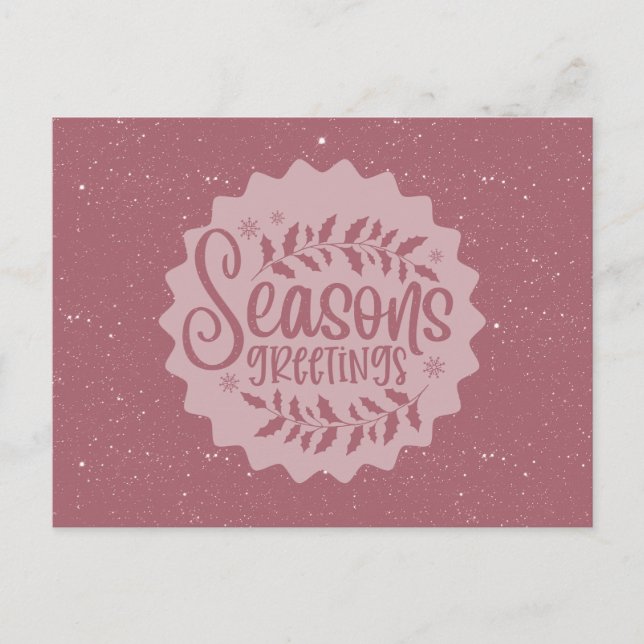 Season's Greetings Christmas Script Vykort (Framsida)