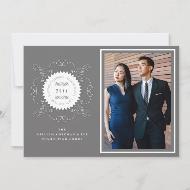 Season's Greetings Classic Seal Photo Business Julkort (Framsida)