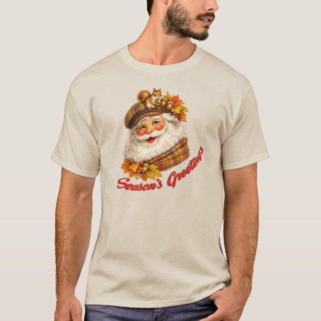 Season's Greetings - Fall Santa T Shirt (Framsida)