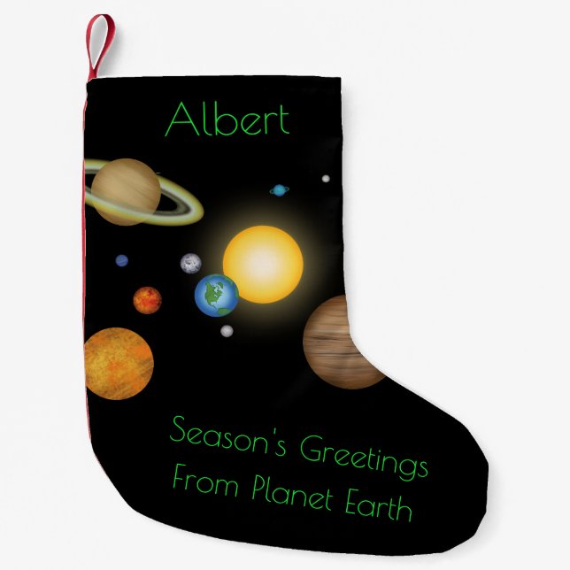 "Season's Greetings from Planet Earth" Cosmic Liten Julstrumpa (Framsidan)