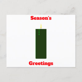 Season's Greetings Grönt Candle Postcard Vykort
